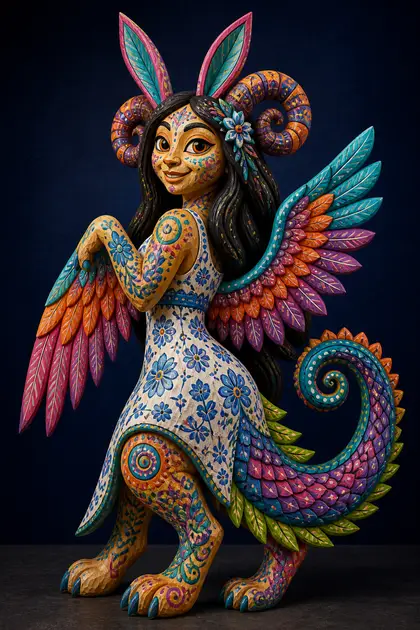 Retrato ficticio: Escultura popular de alebrije