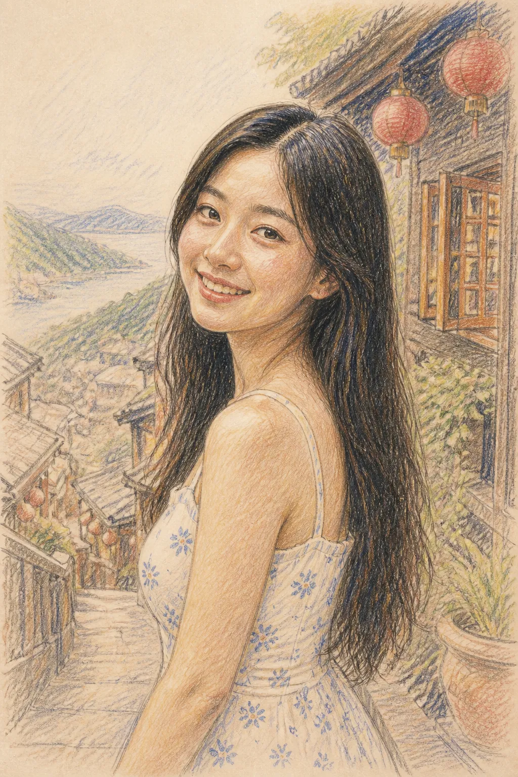 가상 인물 사진: 색연필 일러스트