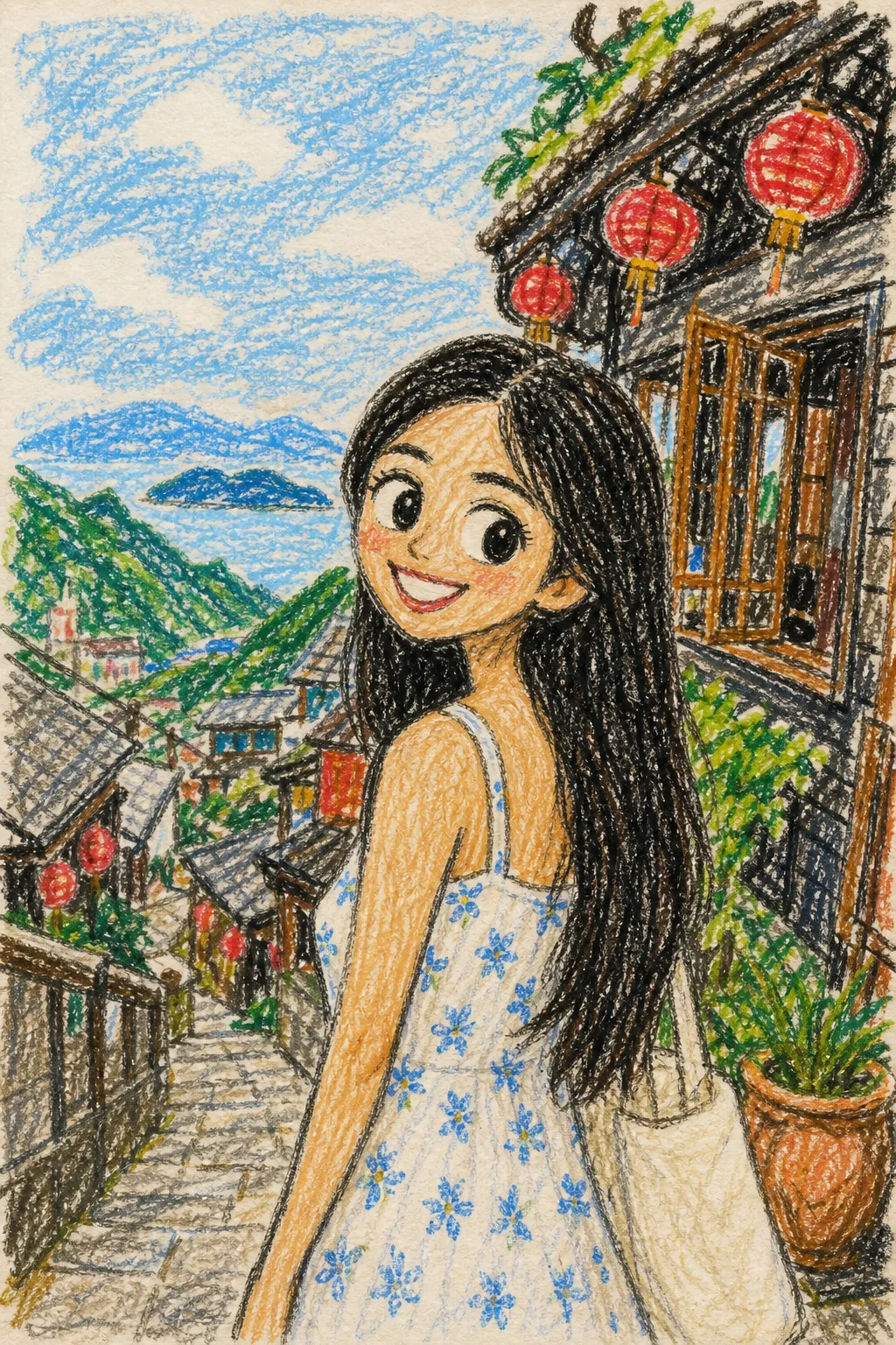 가상 인물 사진: 어린이 크레용 그림