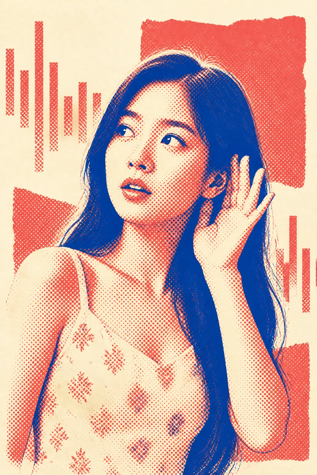 Potret fiktif: Seni Halftone Duotone