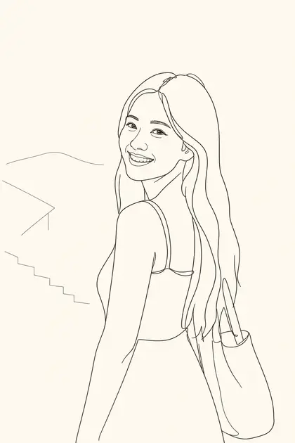 Retrato ficticio: Dibujo minimalista de línea continua