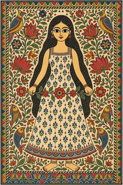 Retrato ficticio: Pintura Madhubani