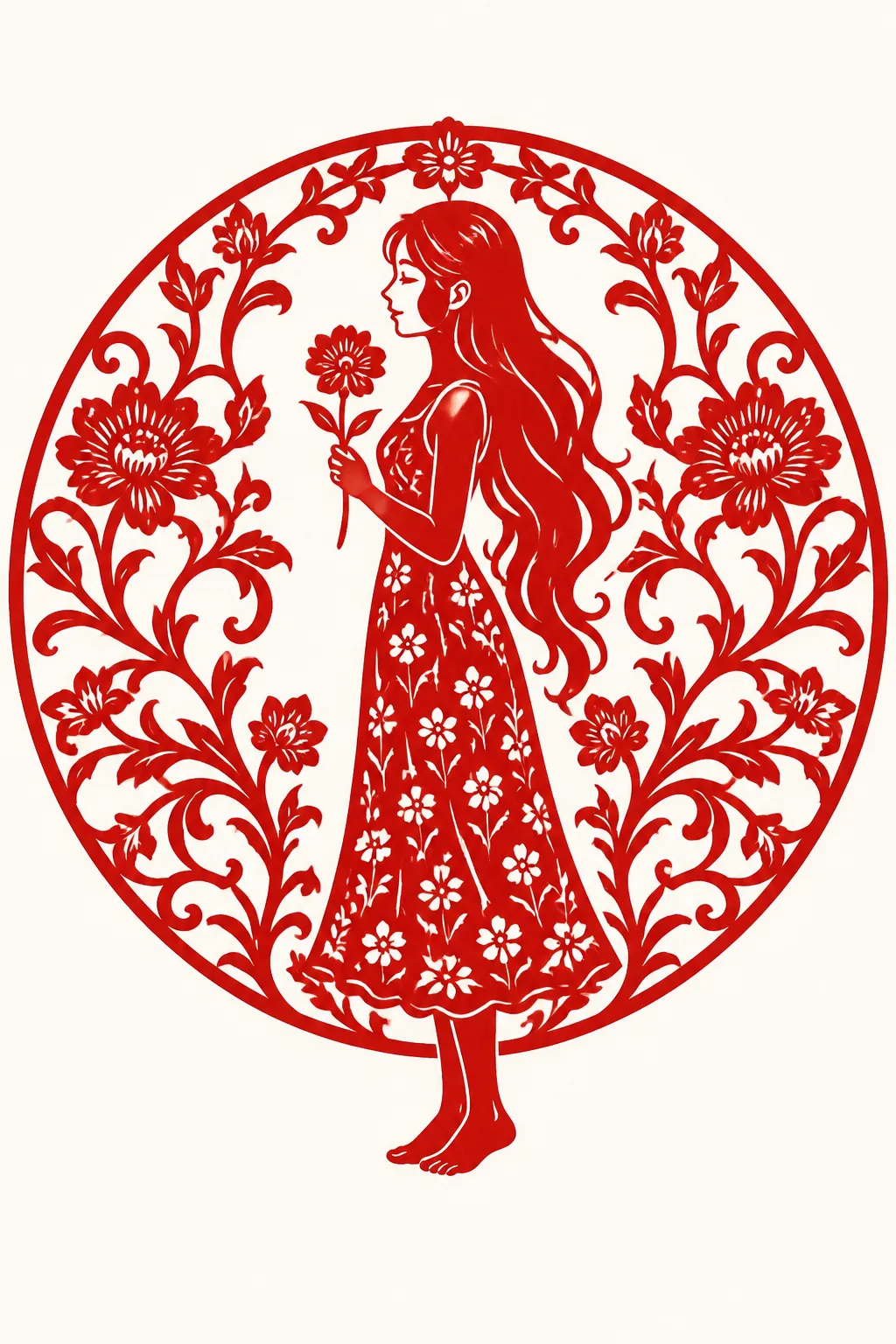 Portrait d’une personne fictive: Découpage de papier rouge
