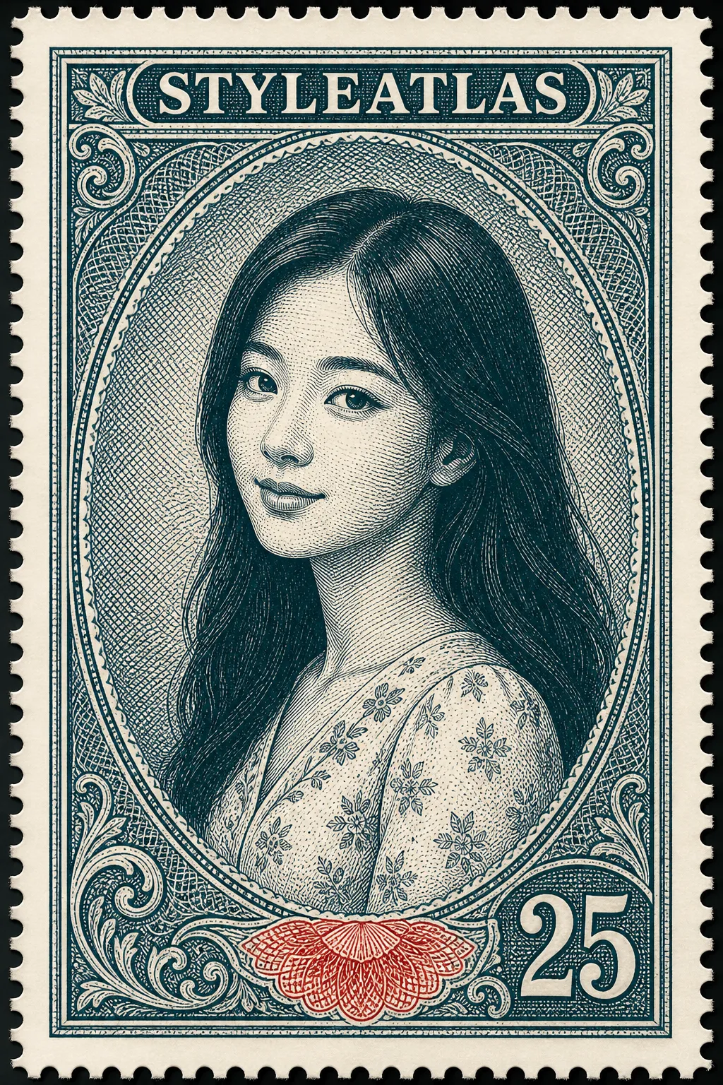 Fiktives Porträt: Briefmarke