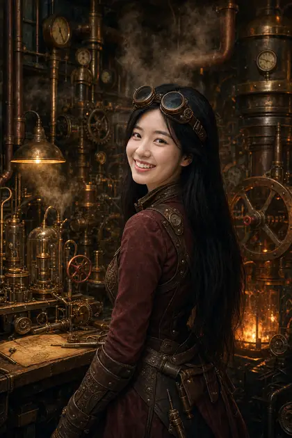Fiktives Porträt: Steampunk-Erfinderin