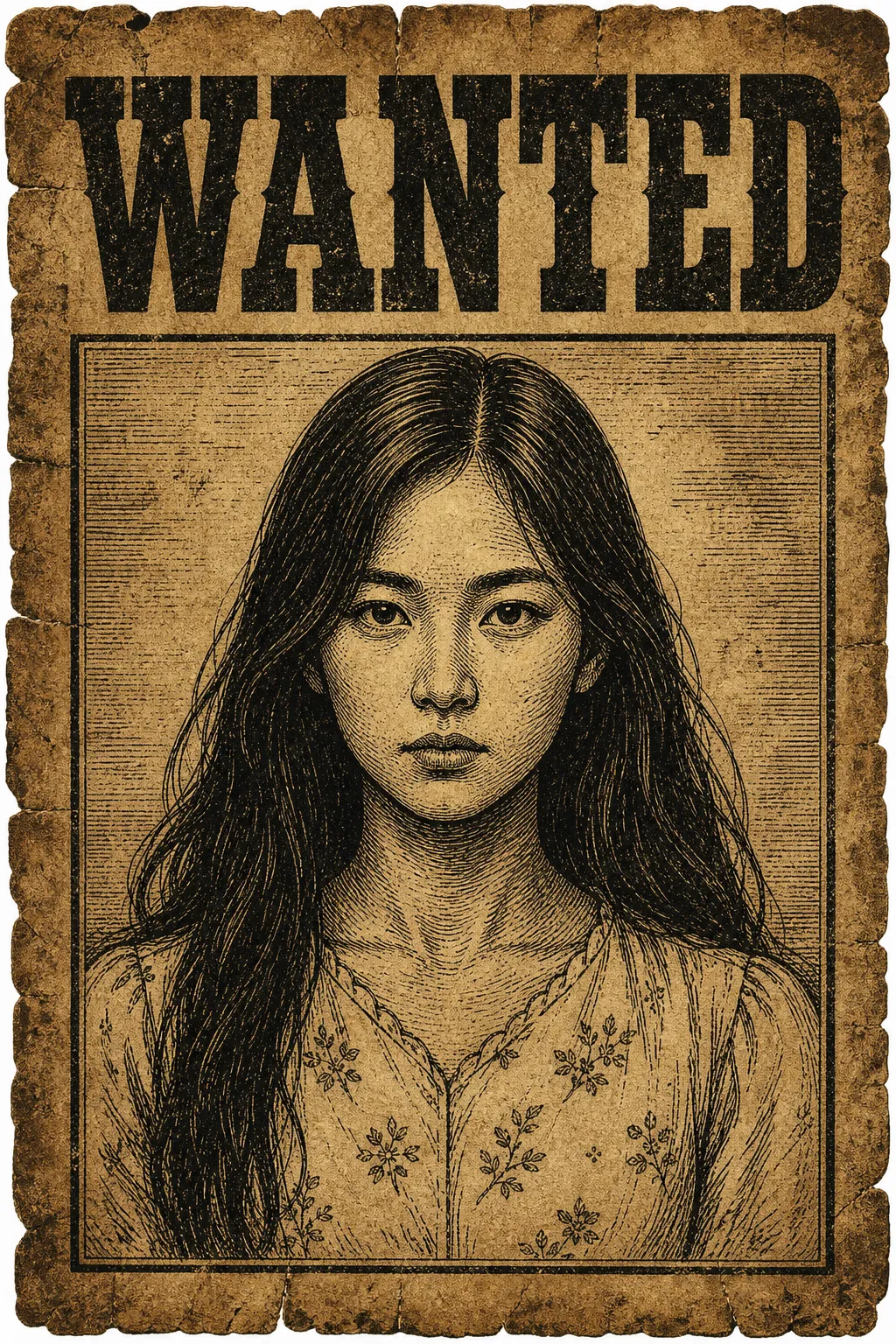 Retrato ficticio: Cartel de búsqueda del Viejo Oeste